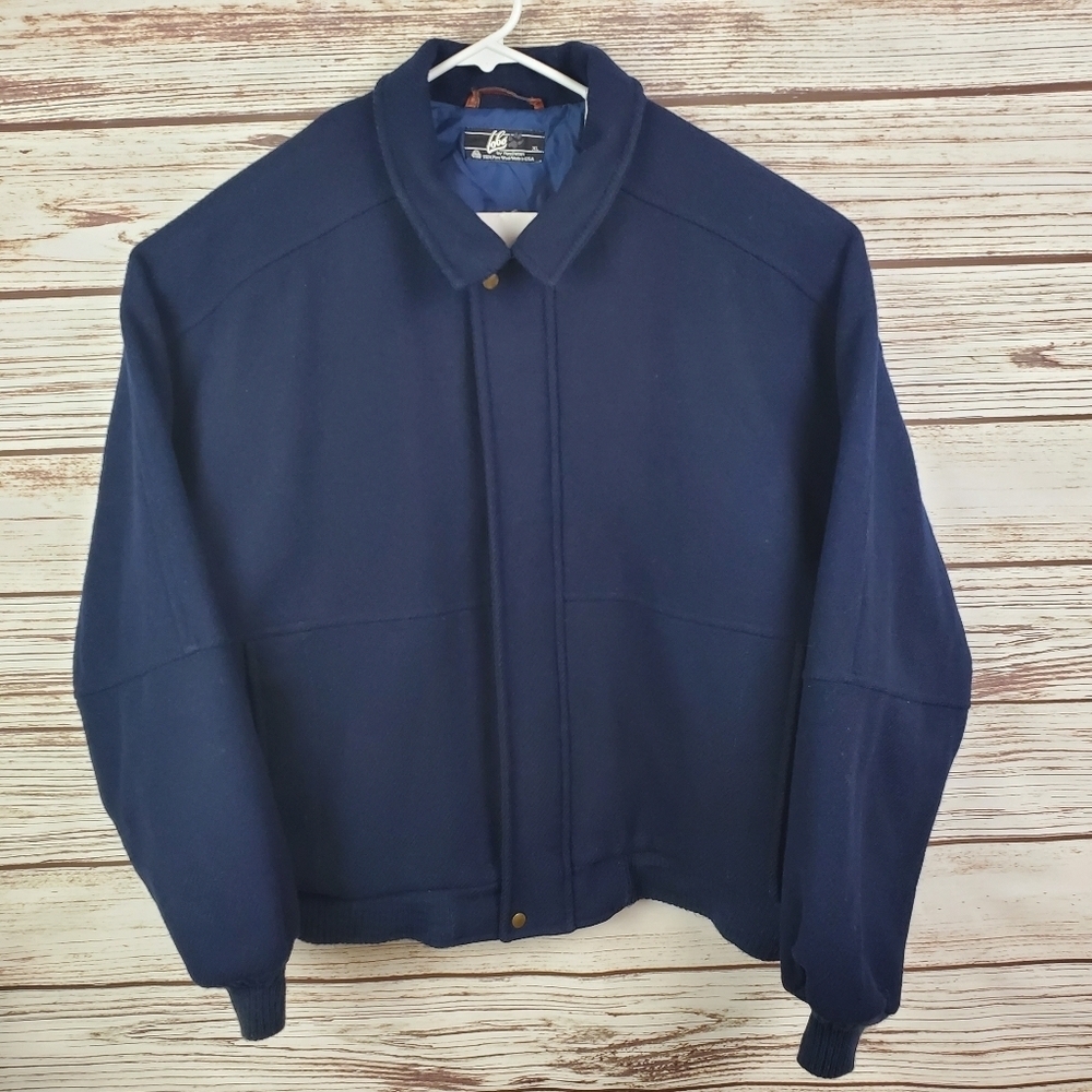 Lobo By Pendleton Mens XL Wool Jacket Navy Blue Bomber Jacket USA Thinsulate